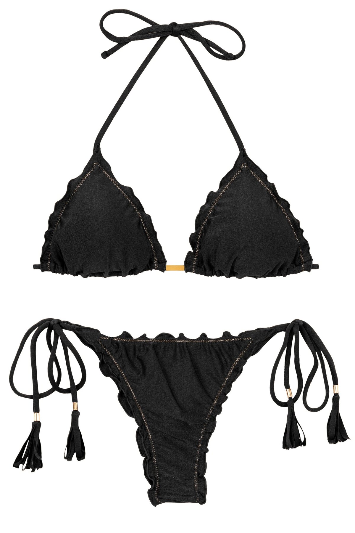 Product Front: Rio De Sol Two Piece Swimwear Set Shimmer-Black Frufru-Fio