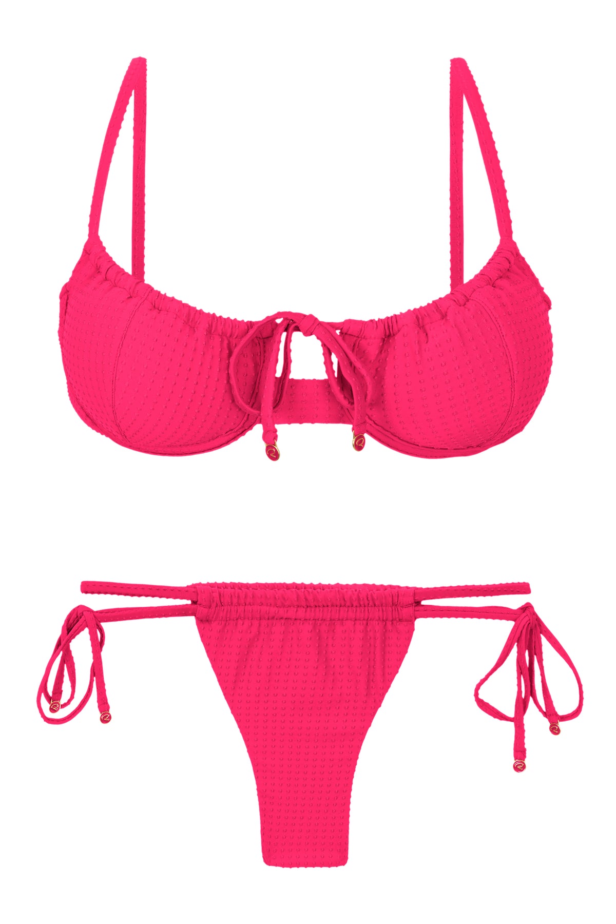Product Front: Rio De Sol Two Piece Swimwear Set Dots-Virtual-Pink Balconet-Tie Pipa