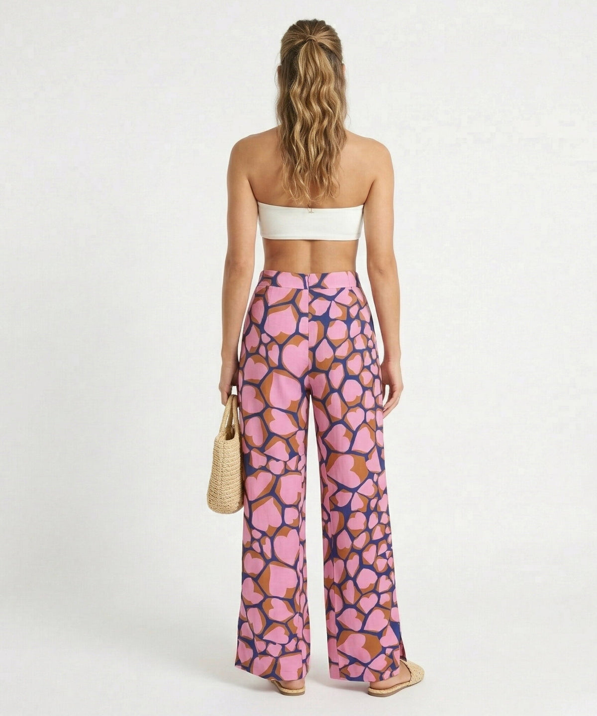 Model Back: Rio De Sol Pants Amore-Pink Wide Pants
