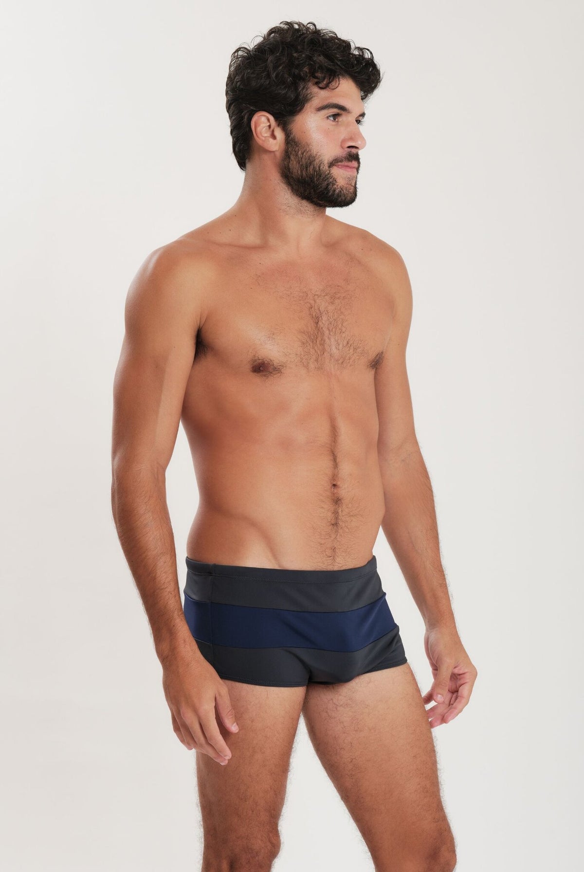 Model Front: Blueman Swim Trunks Sunga Army Crepusculo Bicolor Cinza