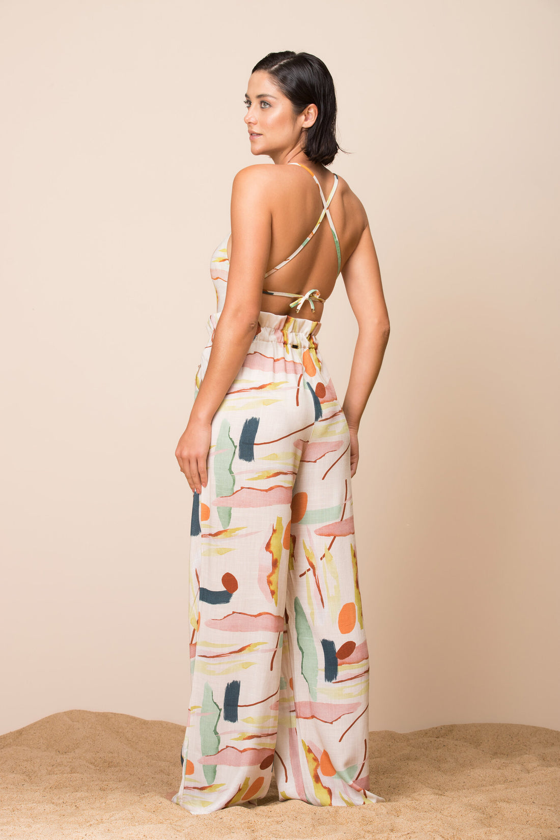 Model Back: La Playa Pants Wide Leg Paleta