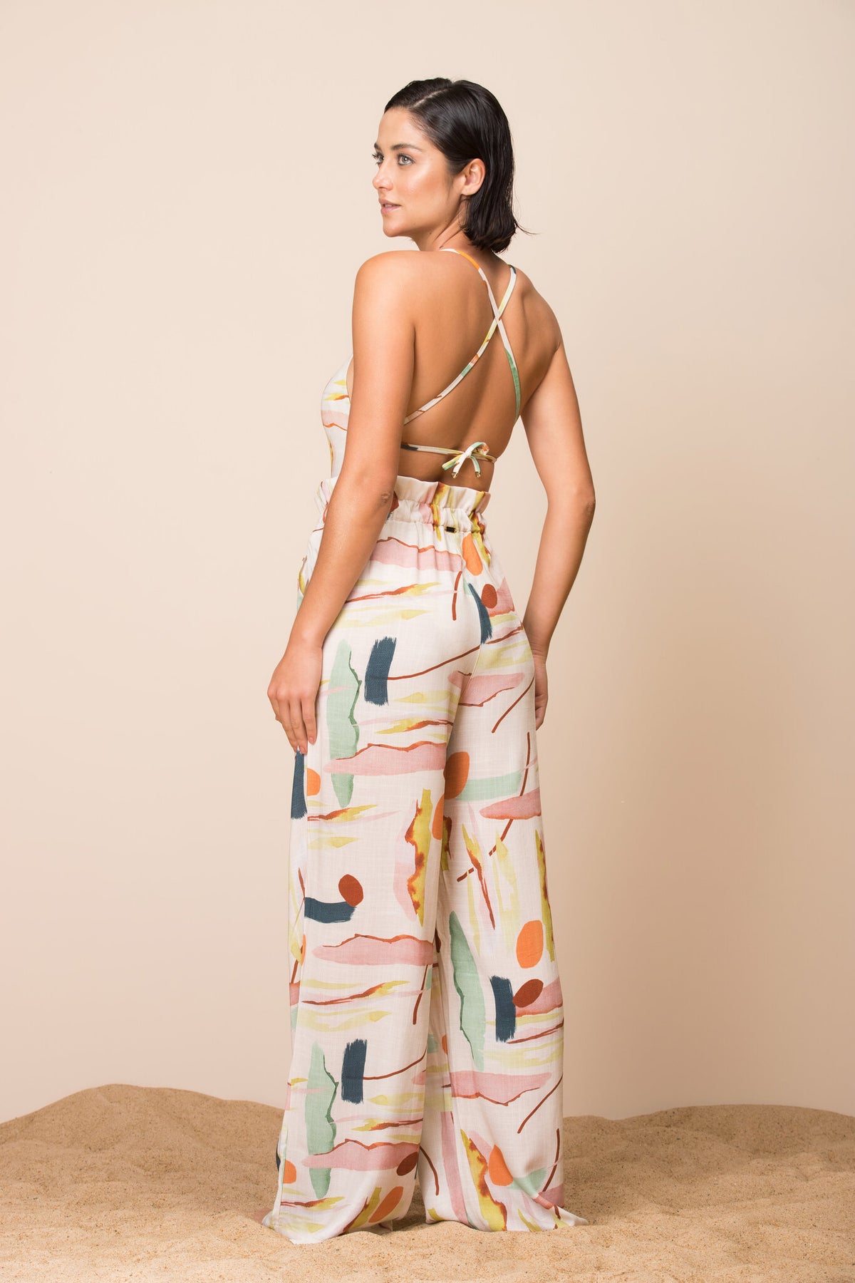 Model Back: La Playa Pants Wide Leg Paleta