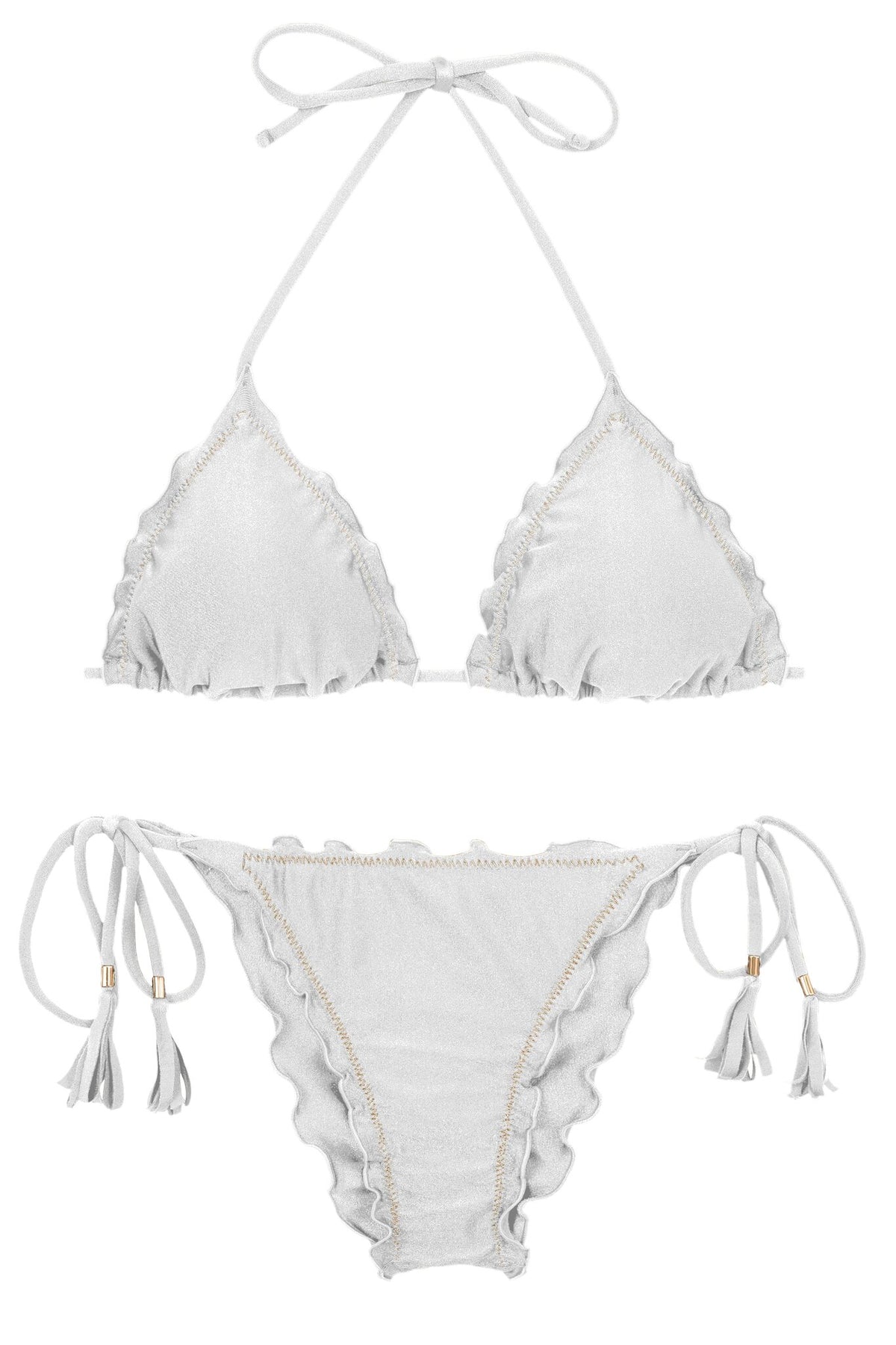 Product Front: Rio De Sol Two Piece Swimwear Set Shimmer-White Frufru