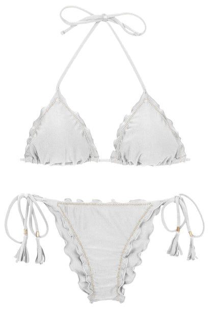 Product Front: Rio De Sol Two Piece Swimwear Set Shimmer-White Frufru