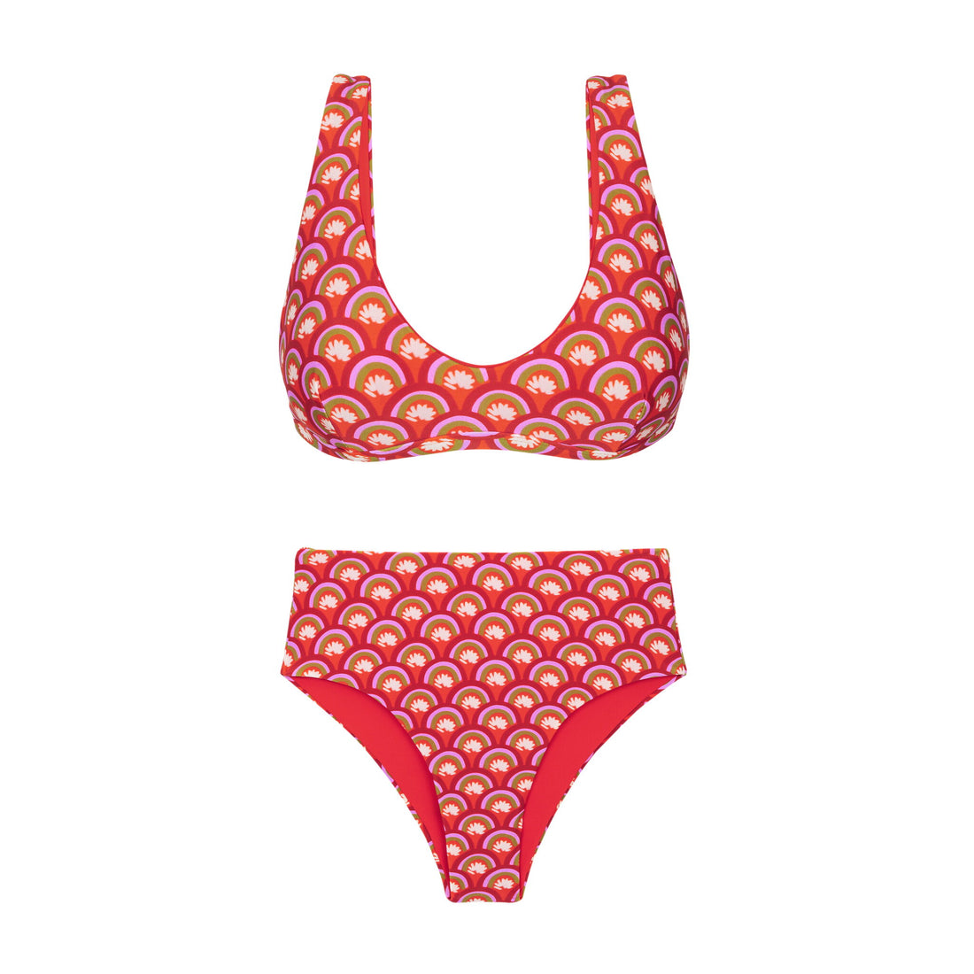 Product Front: Rio De Sol Two Piece Swimwear Set Floral-Scales Hera Hotpants