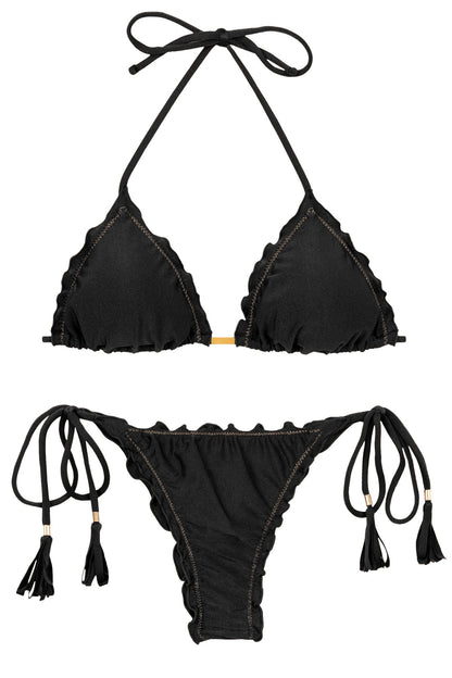 Product Front: Rio De Sol Two Piece Swimwear Set Shimmer-Black Frufru-Fio