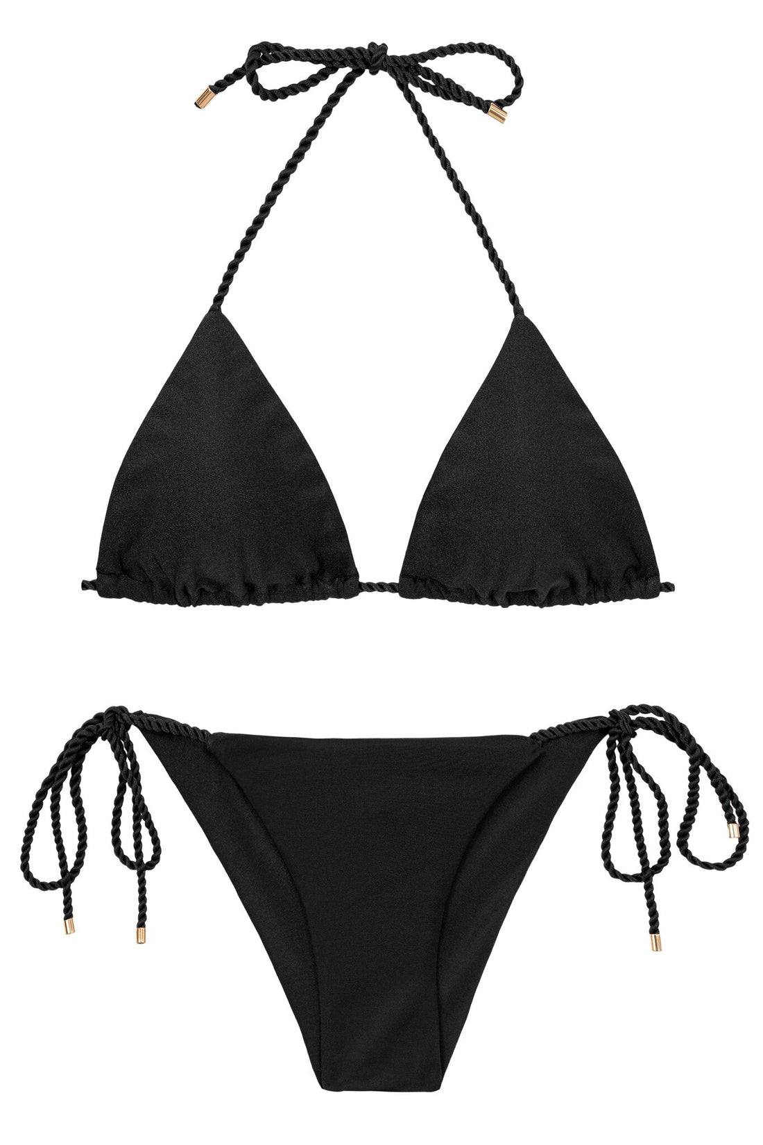 Product Front: Rio De Sol Two Piece Swimwear Set Shimmer-Black Tri-Rope Cheeky-Rope