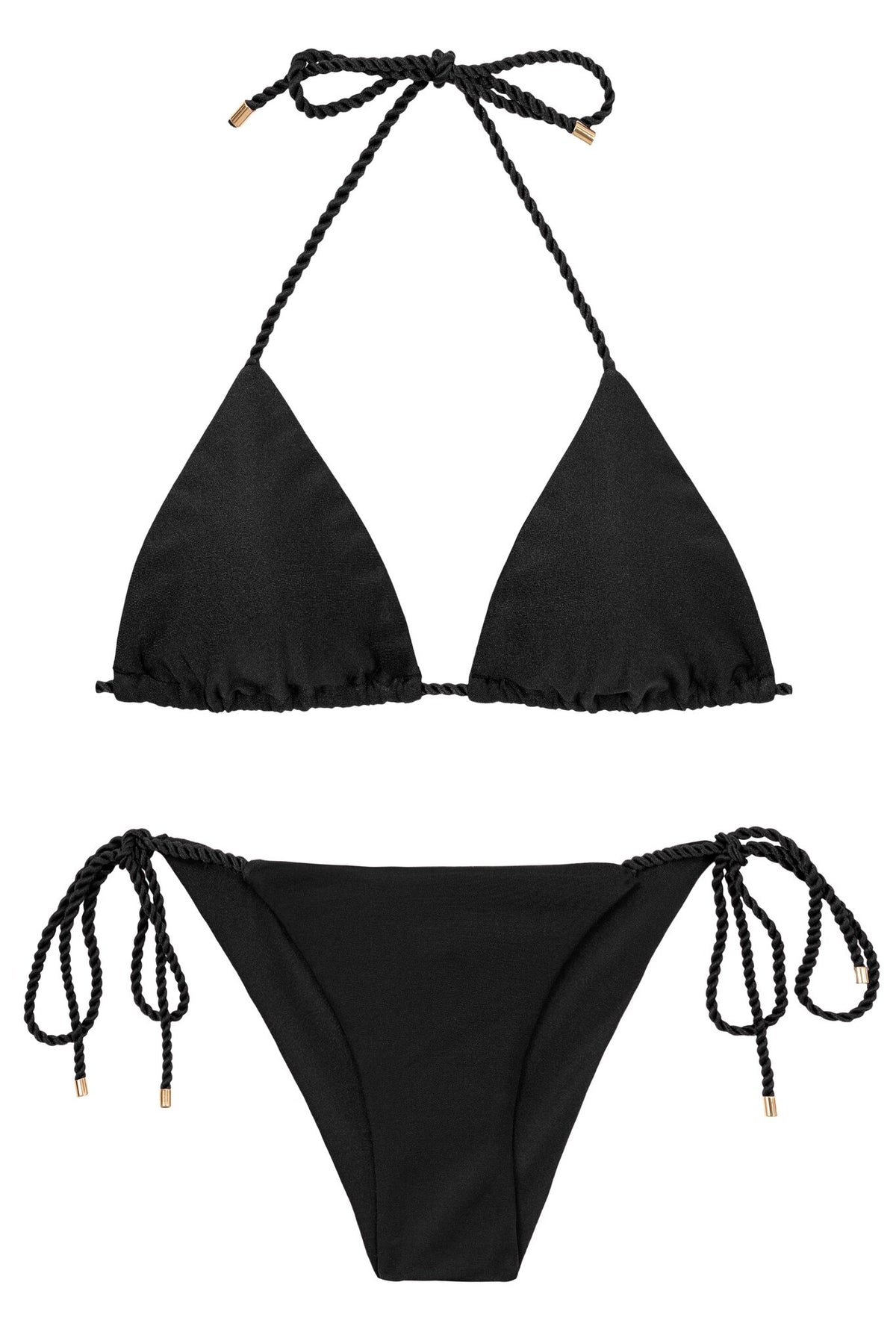 Product Front: Rio De Sol Two Piece Swimwear Set Shimmer-Black Tri-Rope Cheeky-Rope