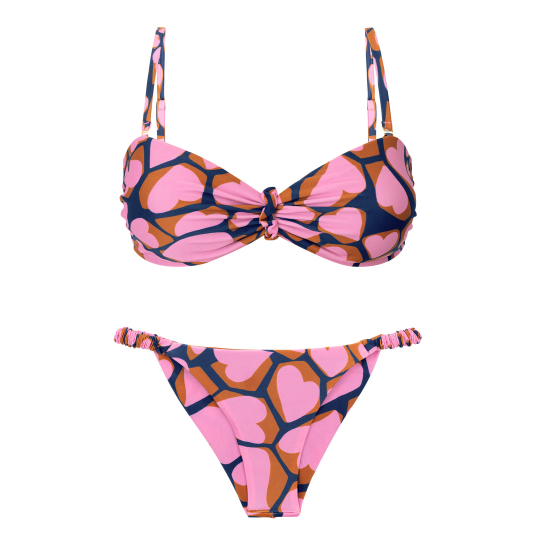 Product Front: Rio De Sol Two Piece Swimwear Set Amore-Pink Bandeau-Crispy Cheeky-Crispy