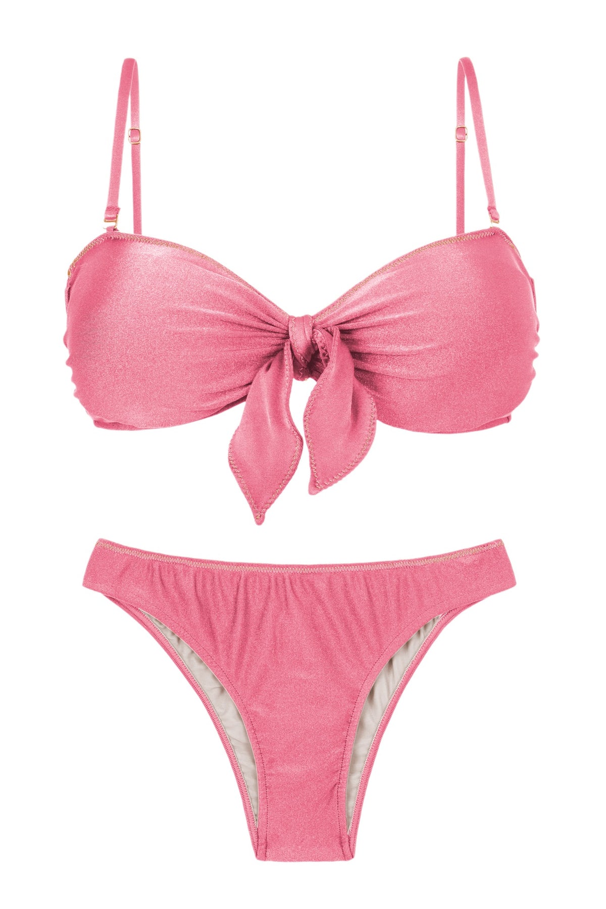 Product Front: Rio De Sol Two Piece Swimwear Set Shimmer-Confetti Bandeau-Knot Essential