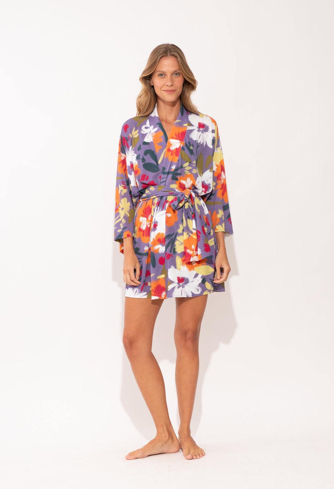 Model Front: Rio De Sol Kaftans And Kimonos Garden-Flower Kimono