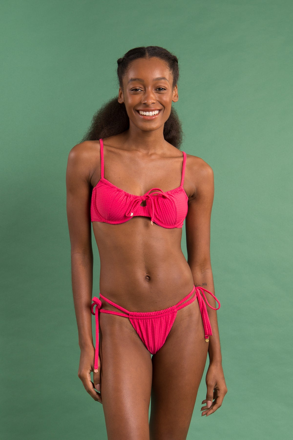 Image 11: Rio De Sol Two Piece Swimwear Set Dots-Virtual-Pink Balconet-Tie Pipa