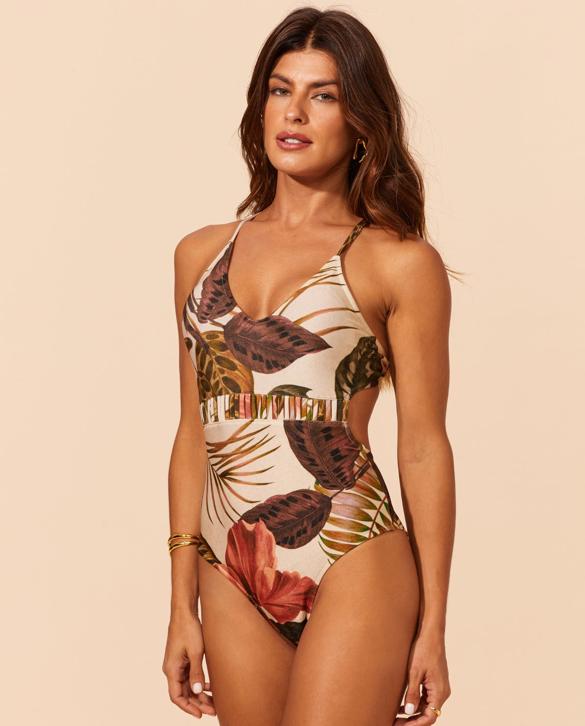 Model Front: Lua Morena One Piece Swimsuits Brisa-Tropical Maio Compressao Mono