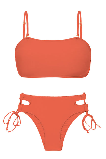 Product Front: Rio De Sol Two Piece Swimwear Set Light-Peach Bandeau-Reto Madrid