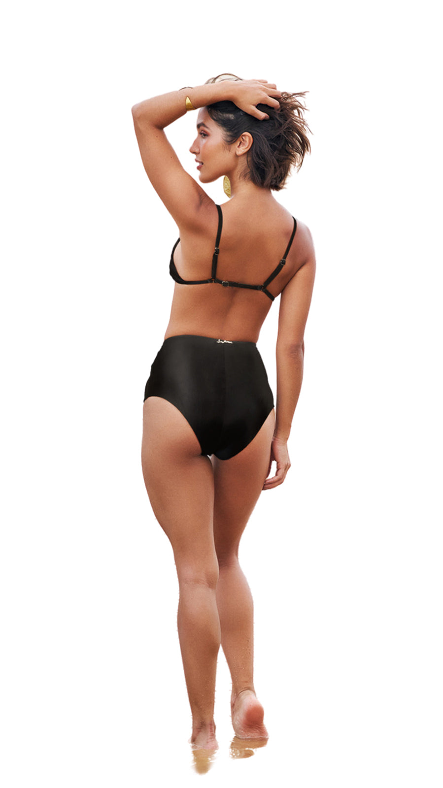 Model Back: Lua Morena Bikini Bottoms Bottom Cinta Liso Preto