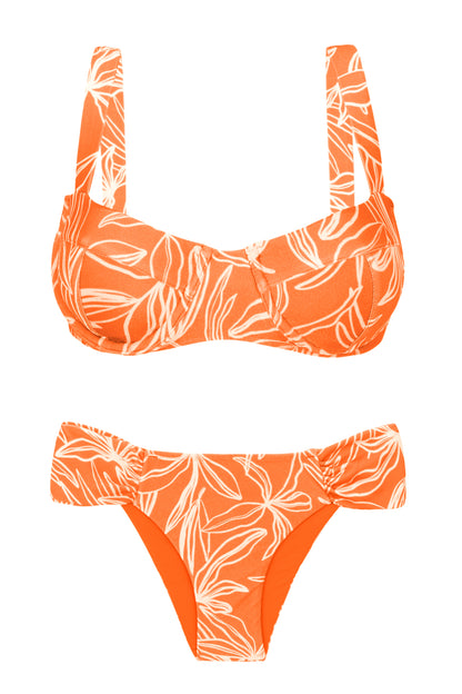Product Front: Rio De Sol Two Piece Swimwear Set Trail-Orange Amelia Baobi