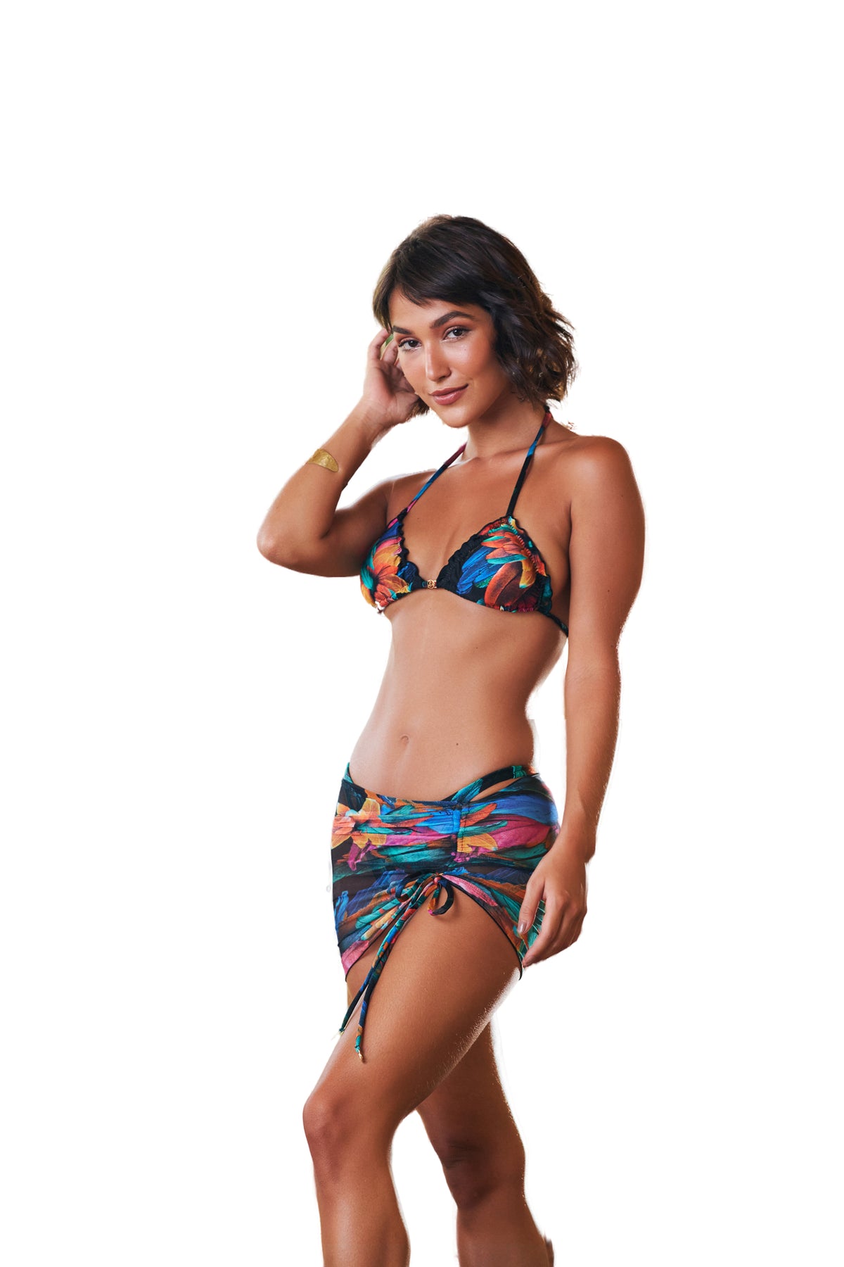 Model Front: Lua Morena Bikini Tops Top Costuras Brinco Preto