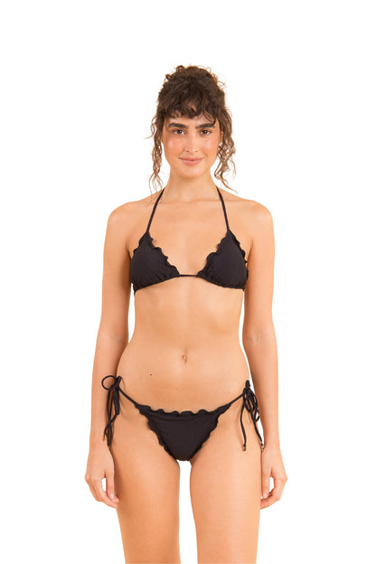 Model Front: Rio De Sol Bikini Bottoms Bottom Dots-Black Frufru-Comfy