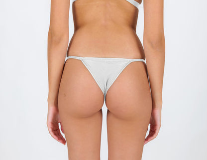 Model Back: Rio De Sol Bikini Bottoms Bottom Shimmer-White California