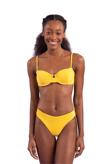 Model Front: Rio De Sol Two Piece Swimwear Set Malibu-Yellow Balconet Ciao