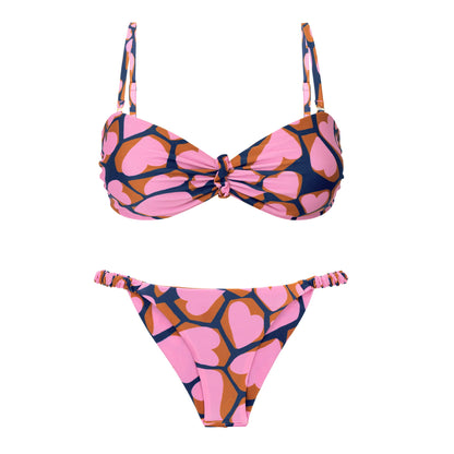 Product Front: Rio De Sol Two Piece Swimwear Set Amore-Pink Bandeau-Crispy Cheeky-Crispy