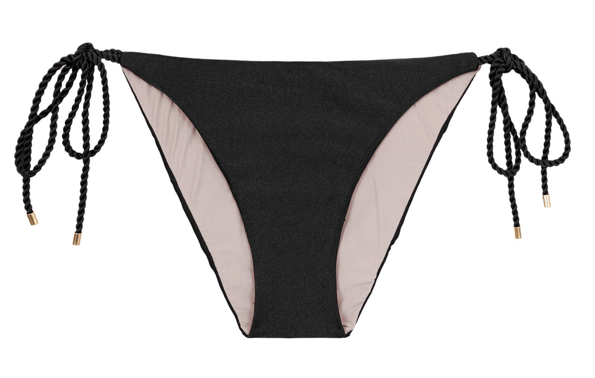 Product Front: Rio De Sol Bikini Bottoms Bottom Shimmer-Black Ibiza-Rope