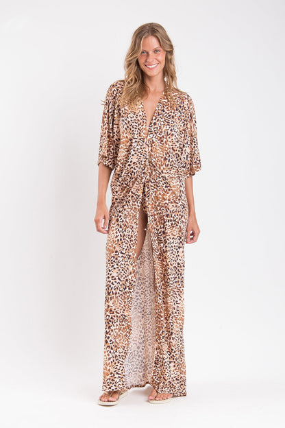 Model Front: Rio De Sol Maxi Dresses Leopard Long Dress