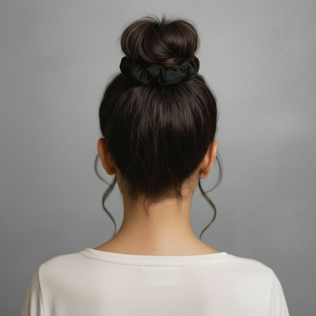 Model Back: Rio De Sol Hair Accessory Nero Scrunchie