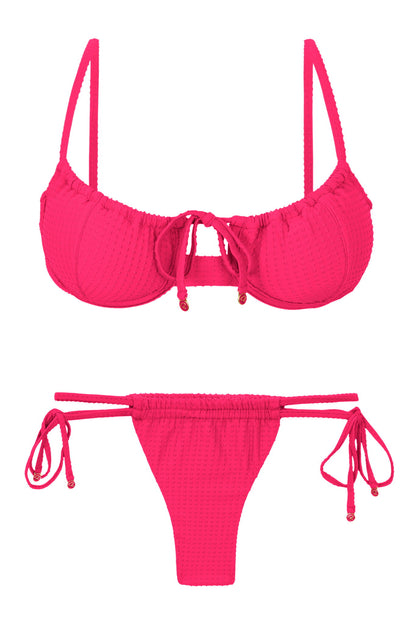 Product Front: Rio De Sol Two Piece Swimwear Set Dots-Virtual-Pink Balconet-Tie Pipa