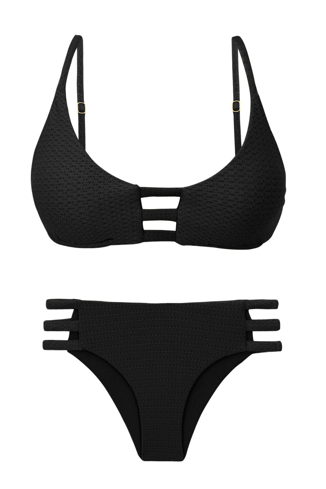 Product Front: Rio De Sol Two Piece Swimwear Set Bora-Black Bra-Trio Madrid-Trio
