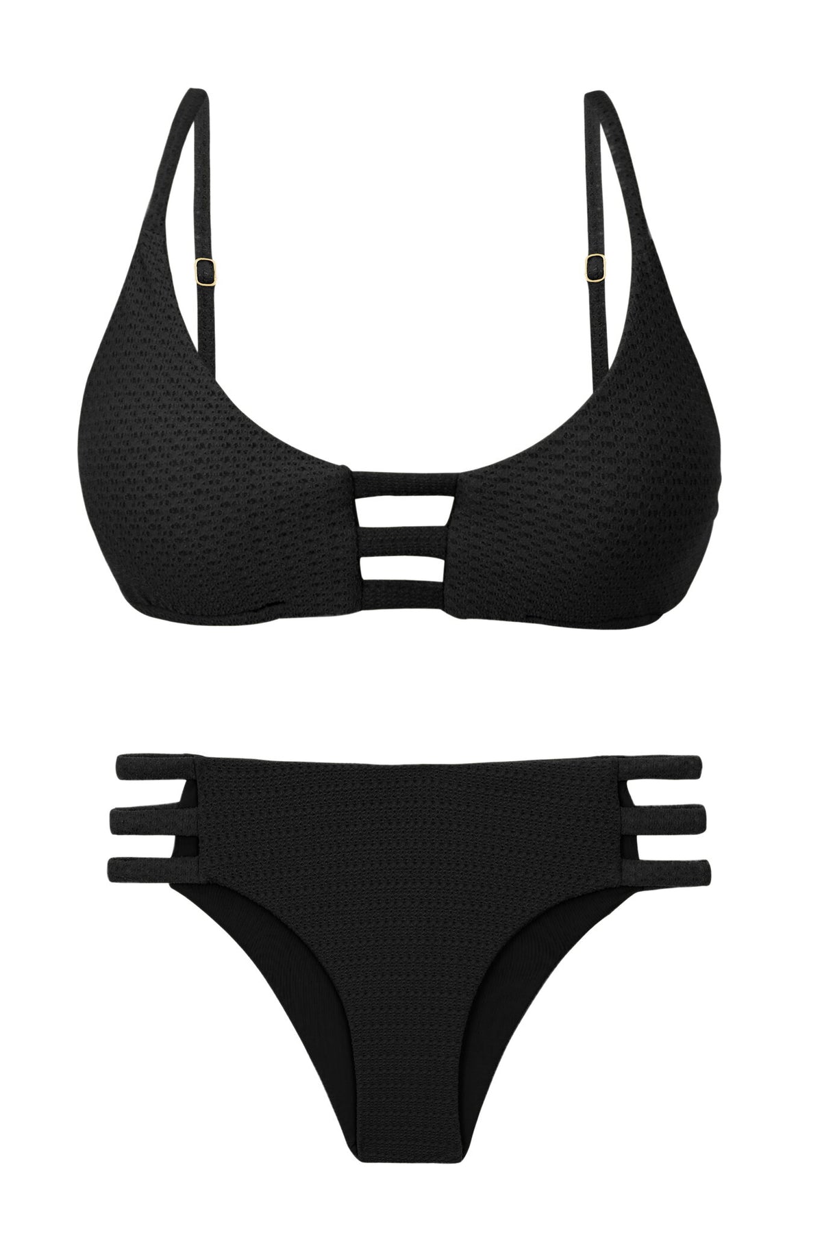 Product Front: Rio De Sol Two Piece Swimwear Set Bora-Black Bra-Trio Madrid-Trio