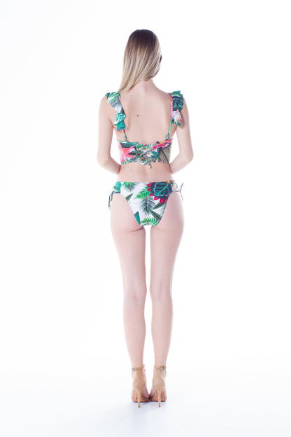Image 04: La Playa Bikini Tops Top Babado Cropped Ikebana Branca