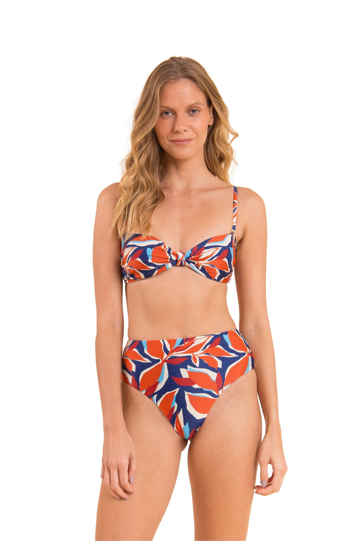 Model Front: Rio De Sol Bikini Tops Top Leaves Bandeau-Joy