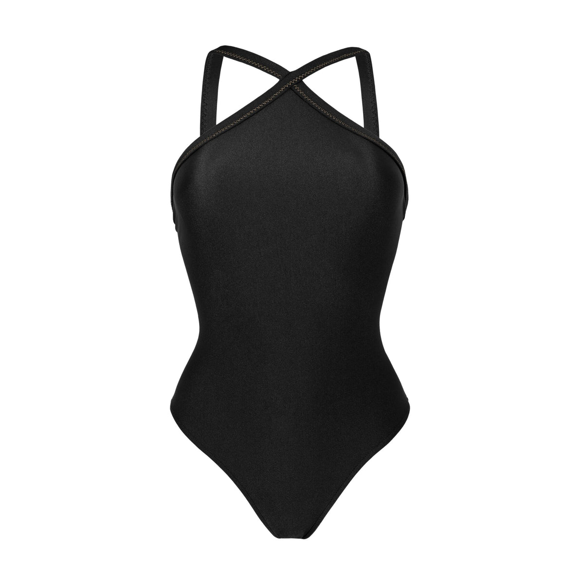 Product Front: Rio De Sol One Piece Swimsuits Shimmer-Black High-Neck