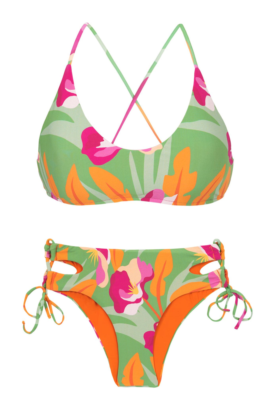 Product Front: Rio De Sol Two Piece Swimwear Set Green-Bloom Bralette Madrid