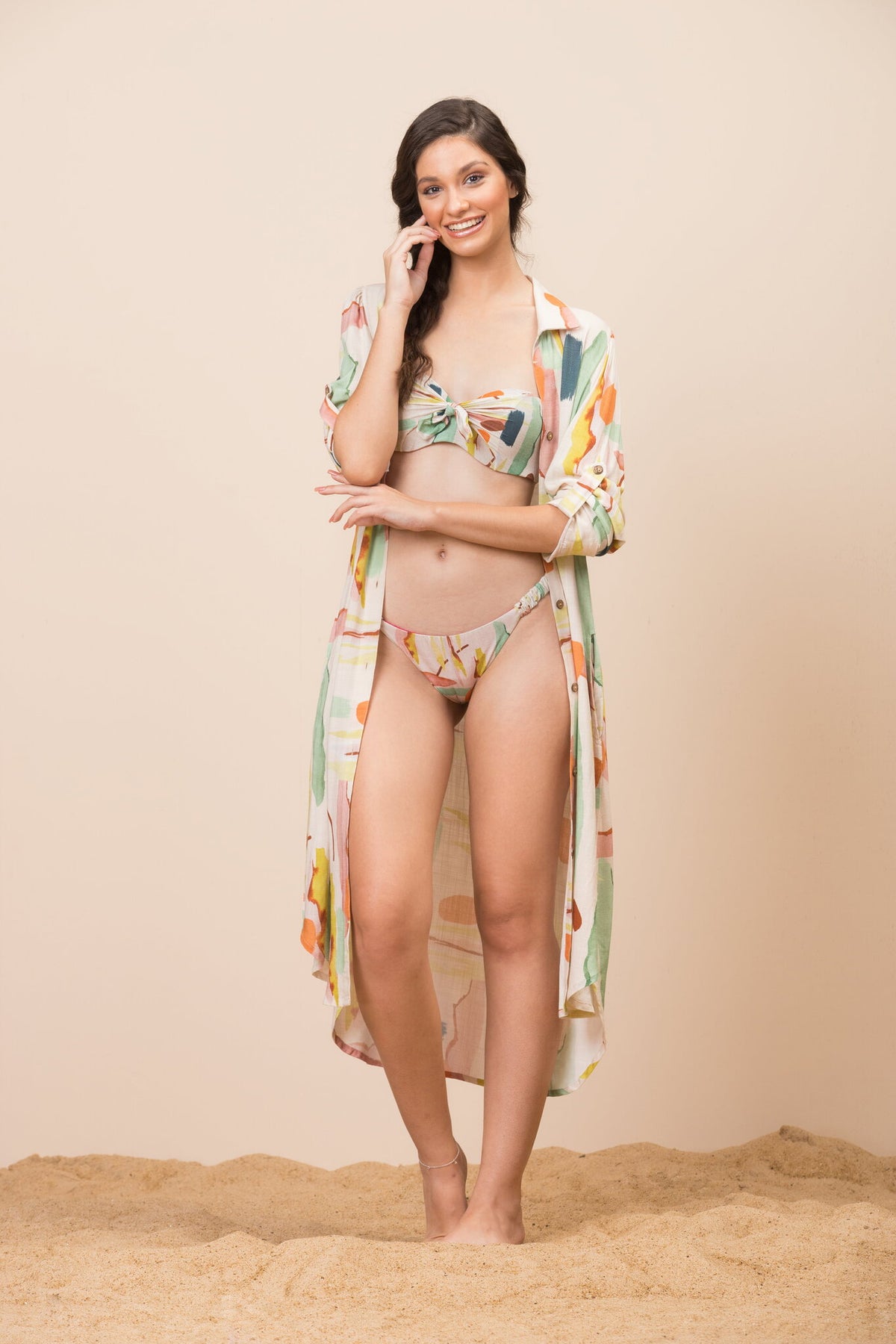 Image 04: La Playa Shirtdress Chemse Alongada Paleta