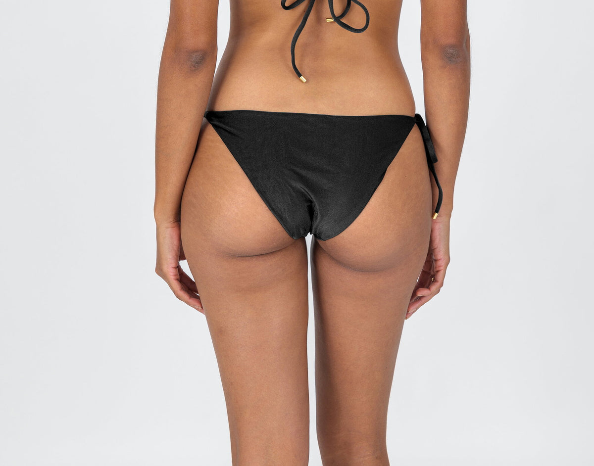 Model Back: Rio De Sol Bikini Bottoms Bottom Shimmer-Black Ibiza-Comfy