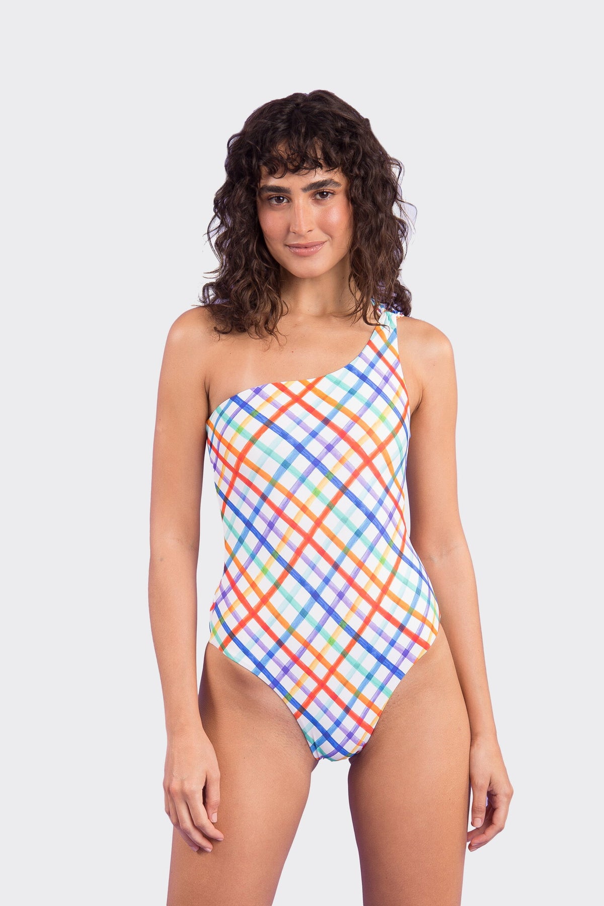 Model Front: Rio De Sol One Piece Swimsuits Square Santorini