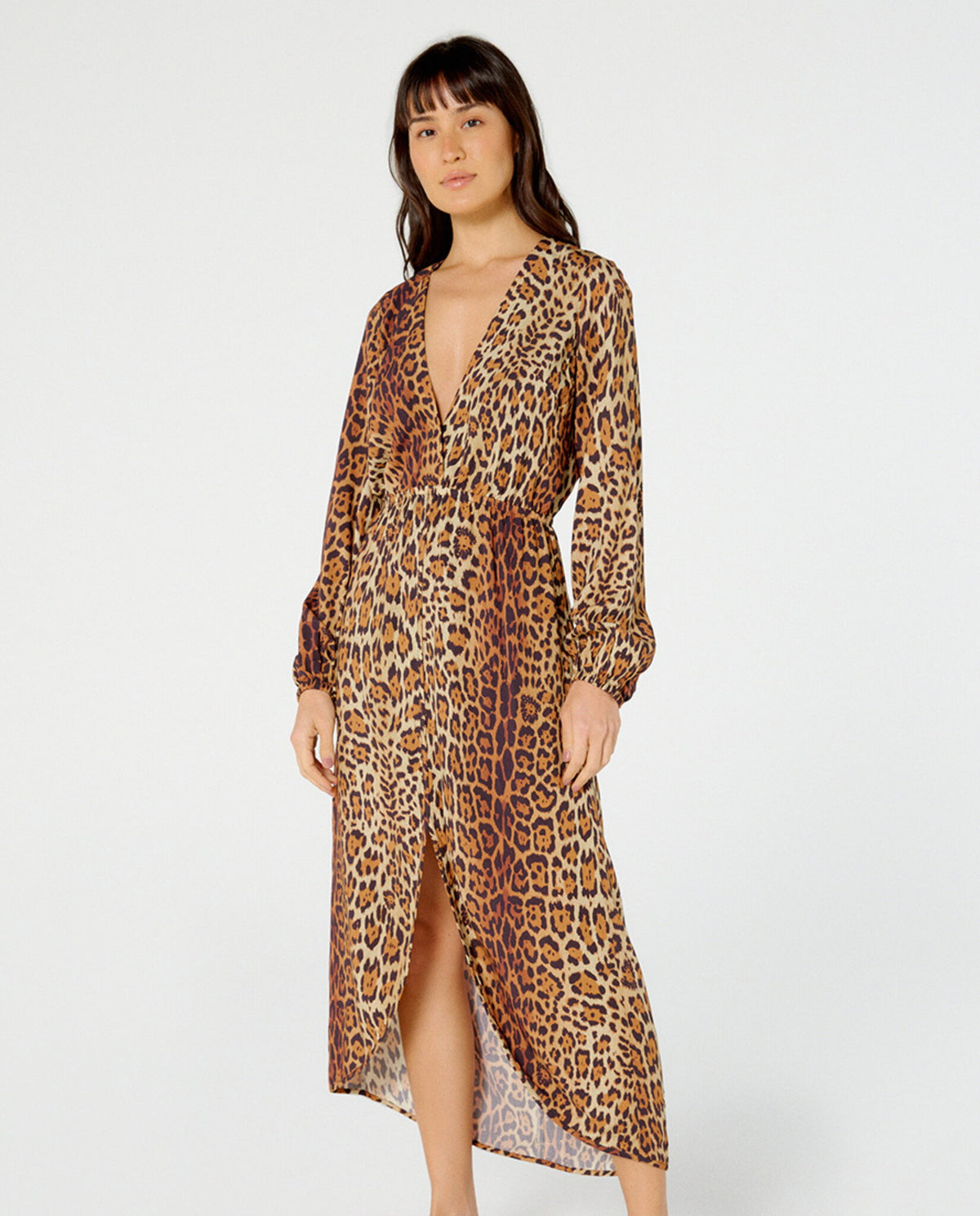 Gallery: Blueman Maxi Dresses Vestido Midi Manga Vivian Pintada