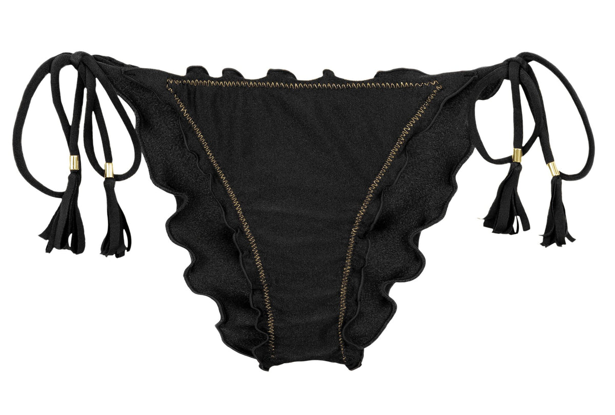 Product Front: Rio De Sol Bikini Bottoms Bottom Shimmer-Black Frufru-Comfy