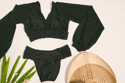 Image 06: Lua Morena Bikini Tops Top Bufante Macrame Preto