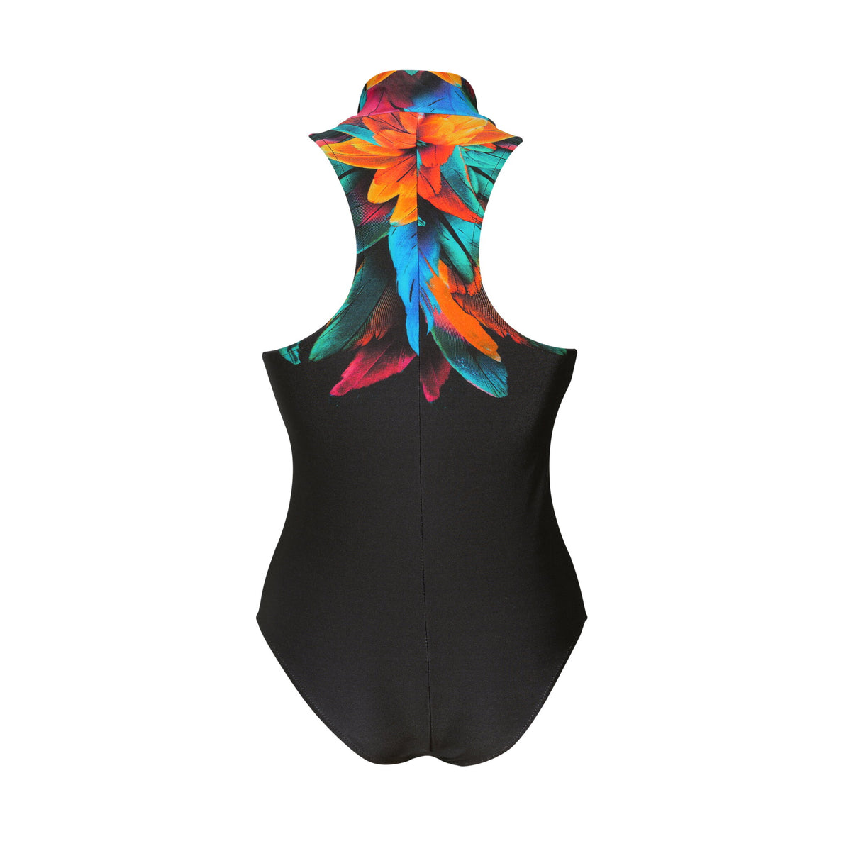 Product Back: Lua Morena One Piece Swimsuits Gola Ziper Localizado Brinco Preto