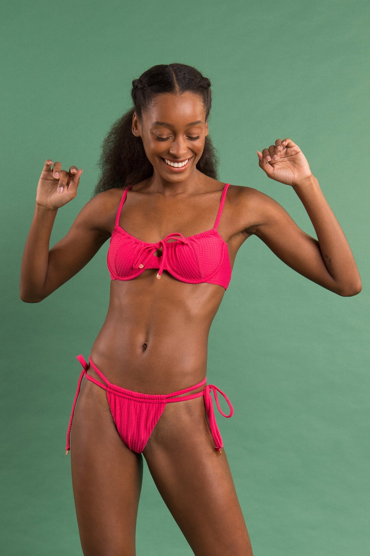 Image 12: Rio De Sol Two Piece Swimwear Set Dots-Virtual-Pink Balconet-Tie Pipa