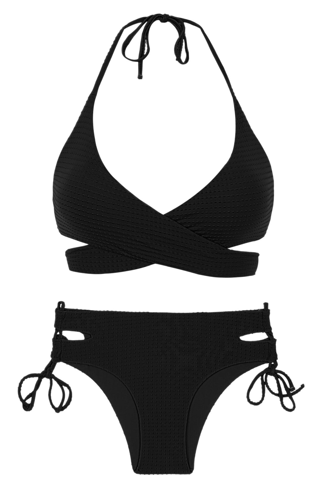Product Front: Rio De Sol Two Piece Swimwear Set Dots-Black Kate Madrid