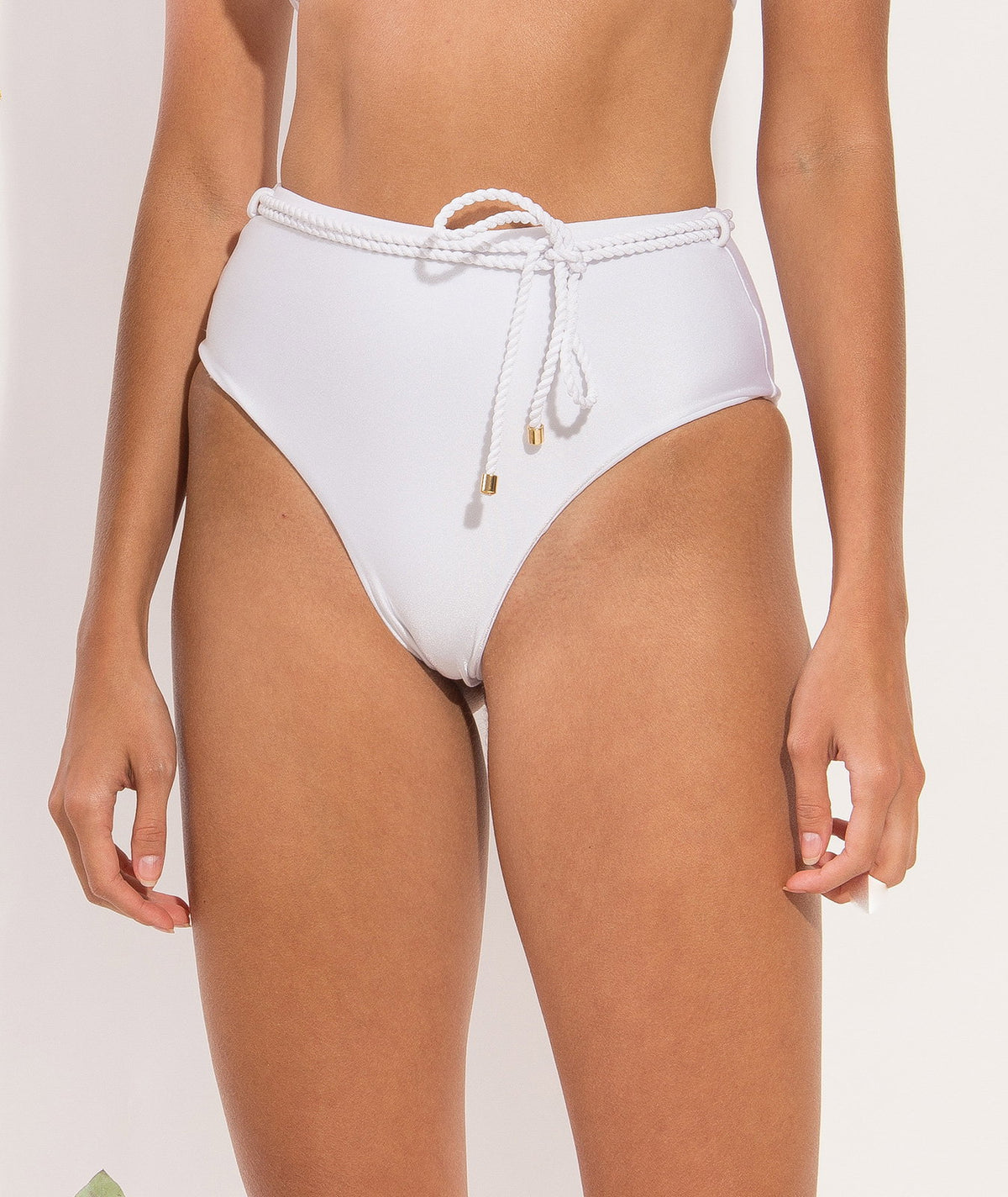 Image 11: Rio De Sol Bikini Bottoms Bottom Shimmer-White Belted-High-Waist