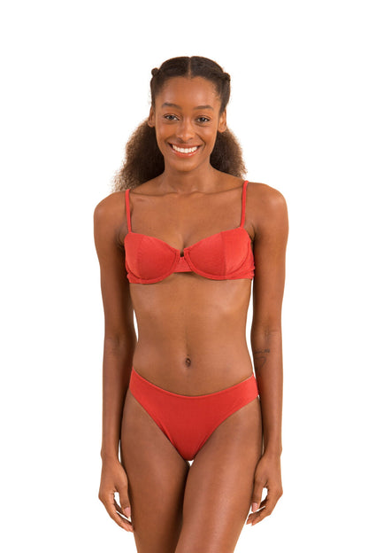 Model Front: Rio De Sol Two Piece Swimwear Set Malibu-Chili Balconet Ciao