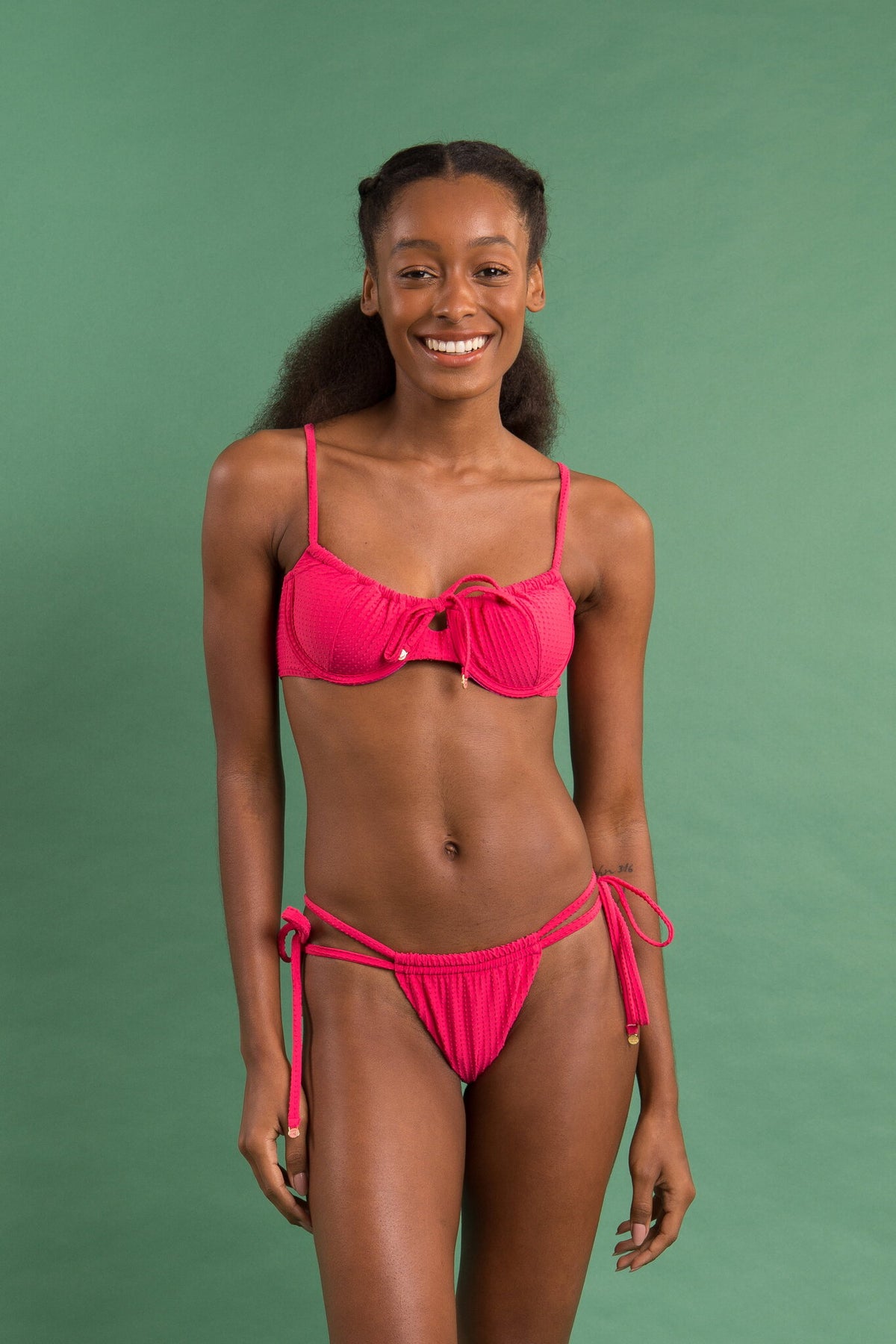 Image 11: Rio De Sol Two Piece Swimwear Set Dots-Virtual-Pink Balconet-Tie Pipa