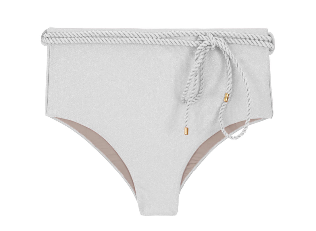 Product Front: Rio De Sol Bikini Bottoms Bottom Shimmer-White Belted-High-Waist