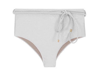 Product Front: Rio De Sol Bikini Bottoms Bottom Shimmer-White Belted-High-Waist