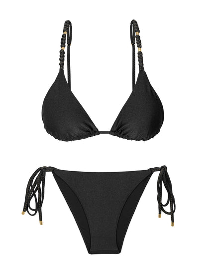 Product Front: Rio De Sol Two Piece Swimwear Set Shimmer-Black Lia-Noa Lacinho